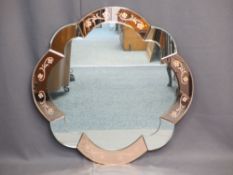 ART DECO WALL MIRROR, 72.5 x 72.5cms