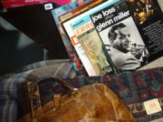 VINTAGE TRAVEL BAG, RUG, LPs ETC