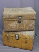 TWO VICTORIAN TIN DOME TOP TRAVEL TRUNKS