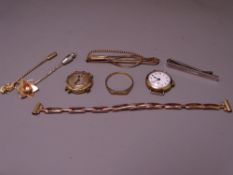 9CT GOLD & OTHER LADY'S & GENT'S JEWELLERY & WATCHES including two gold cased lady's wrist