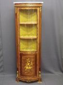 ITALIAN INLAID VITRINE/CABINET, the bow fronted door with floral panel, the whole having gilt