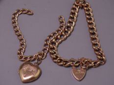9CT GOLD BRACELET with padlock and safety chain, 10.4grms and a 9ct gold heart shaped locket (impact
