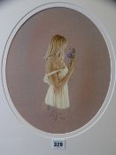 KAY BOYCE limited edition print - 'Liz Study', oval, signed in pencil with certificate, 29 x 24cms