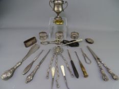 SMALL SILVER - trench art button hook and various other lady's aids including an Indian white