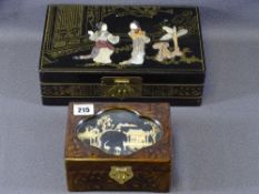 TWO ORIENTAL DECORATED JEWELLERY BOXES