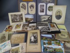 EDWARDIAN POSTCARDS, an old album of approximately 180 miscellaneous with actors and actresses,