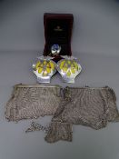 SILVER CHAINMAIL LADY'S COCKTAIL BAG & PURSE and one other, two vintage AA car badges and a