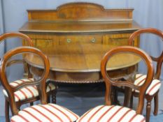 CLASSICAL MAHOGANY DINING SUITE, mixed age, to include bow front mahogany sideboard with rail