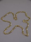 9CT GOLD FLAT LINK NECKLACE, 46cms length, 18.5grms