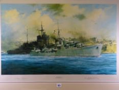 ROBERT TAYLOR limited edition print - 'HMS Kelly', signed in pencil, by Lord Mountbatten of Burma,