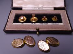 9CT GOLD DRESS STUDS & CUFFLINKS, 7.7grms gross