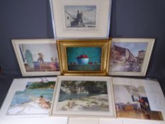 SIR WILLIAM RUSSELL FLINT RA mounted calendar prints, 16 and 3 framed examples, many put into
