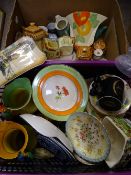 ENGLISH POTTERY, COTTAGE TEAWARE ETC, a box and a crate