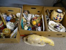 CONTINENTAL CABINET PORCELAIN - Limoges and similar along with a plaster made polar bear,