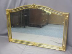 REPRODUCTION GILT FRAMED OVERMANTEL MIRROR, 89cms H, 127cms W
