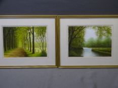J STRICKLAND watercolours, a pair, wooded scene near Salisbury, Wiltshire and The River Avon at