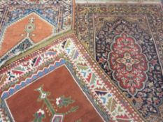 THREE ANTIQUE STYLE WOOLLEN RUGS/RUNNERS, various measurements