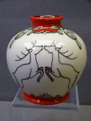 MOORCROFT REINDEER CELEBRATION VASE, 11cms H, designed by Anji Davenport, impressed and painted