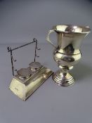 SILVER TROPHY & DESK STAND, Birmingham 1934, 13.5cms H and Birmingham 1908, 12.5cms W