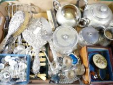 SILVER DRESSING TABLE BRUSH & MIRROR, and assorted electroplate ETC