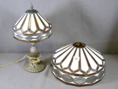 TIFFANY STYLE TABLE LAMP, 40cms tall, and matching ceiling lamp shade, 30cms diameter