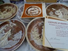 COMPOSITE LIMITED EDITION PLATES, set of five, 'The Romantic Poets' sculpted by Gail Bright