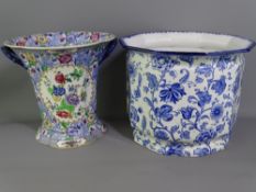 LOSOL WARE - fine large ten-sided blue floral planter and a Spode Copeland wide necked twin-