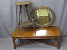 REPRODUCTION WALNUT COFFEE TABLE, a vintage two-tier side table with bobbin turned decoration and an
