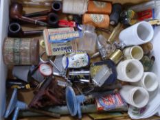 MIXED COLLECTABLES including vintage pipes and lighters, corkscrews and ink bottles ETC