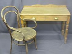 STRIPPED PINE TWO DRAWER WASH-STAND and a bentwood armchair