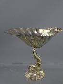 SHELL FORM BONBON DISH, Sheffield 1968, Makers Stamp 'SC', 10cms H on a Dolphin pedestal base, 7.5