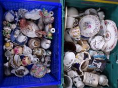 VICTORIAN & LATER POTTERY & PORCELAIN, two crates including Fairings and other figurines, late