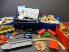 CHILDRENS' WOODEN TRAIN TRACKS, Lego ETC, a large quantity