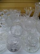GLASSWARE - high quality boat shaped dish with tray, waisted vase and a quantity of other