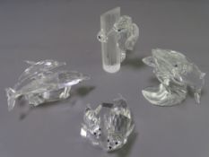 FOUR SWAROVSKI CRYSTAL ORNAMENTS - Michael Stamey 'Mother and Child' series, 'Lead me Dolphins', '