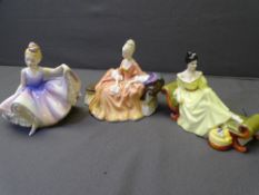 ROYAL DOULTON FIGURINES - 'Reverie' HN2306, 'Dancing Years' HN2235 and 'At Ease' HN2473