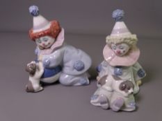 LLADRO - boy clown with puppy and girl clown with puppy