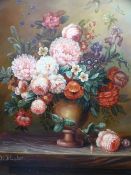 H FLAUBERT oil on panel - still life study of flowers in a vase, early to mid-twentieth century in a