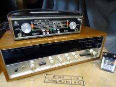 RETRO SANSUI 2000X STEREO TUNER AMP in its original box and a Compact Roberts portable radio and a