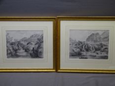 19TH CENTURY BRITISH SCHOOL well preserved pair of pencil landscapes - depicting Snowdonia