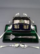 SMALL SILVER and a circular oriental metal box to include a cased pair of napkin rings, Birmingham