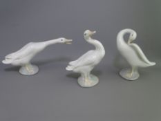LLADRO - three ornamental geese in various poses