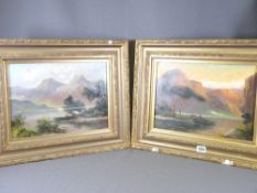 JOEL OWEN oils on canvas, a pair - landscape scenes with cattle on the banks, each signed and