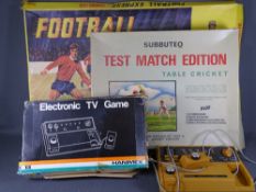 VINTAGE HANIMEX ELECTRONIC TV GAME with Subbuteo Football Express and table cricket games
