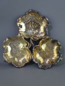 DUBLIN SILVER TRIPLE LEAF NUT DISH, 1970 date mark, Maker Royal Irish Silver Company, 23.5cms