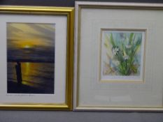 TINA HOLLEY print - sunset Llanfairfechan Beach, 19 x 13cms and I MACDONALD limited edition (188/