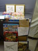 JIGSAW PUZZLES, an assortment, contemporary cheval mirror and another Art Deco style