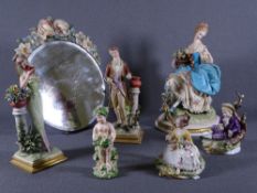 CONTINENTAL FIGURINES and a Barbola mirror