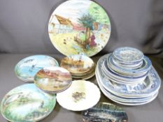 DRESSER MEAT PLATTERS, other plates, charger entitled 'The Stocks'. Bradford Exchange and similar