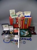 VINTAGE VANITY CASE with a quantity of Victorian and later costume jewellery, Scotty Dog brooches